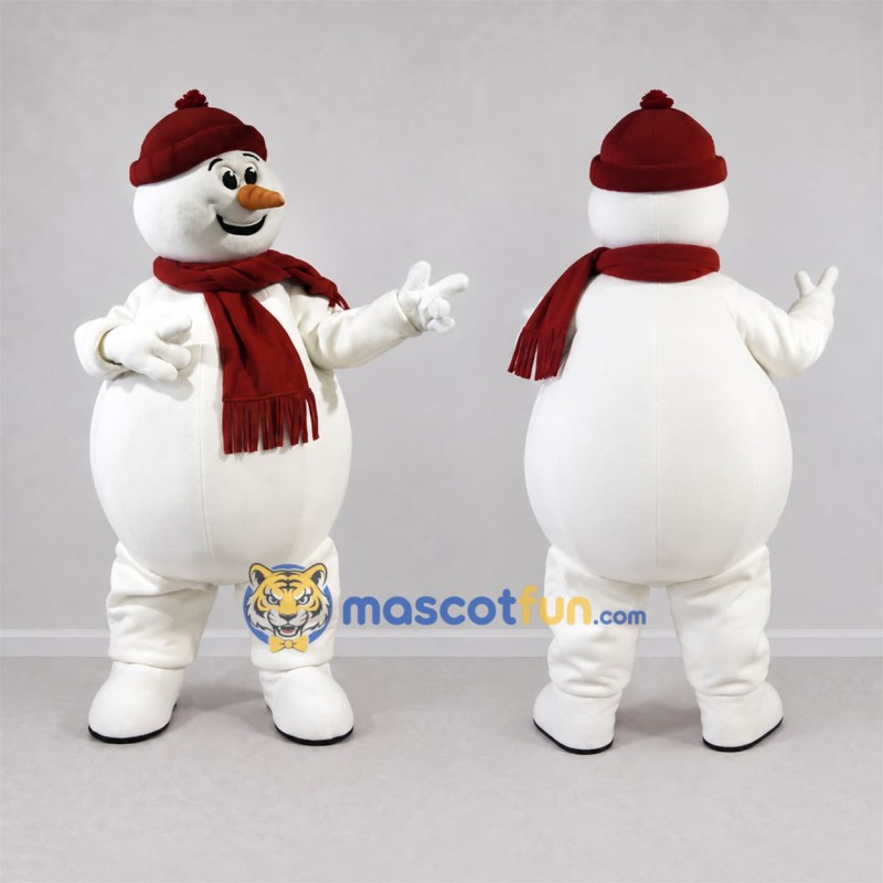 Custom White Snowman Mascot Costume Adult Full Body Suit for Christmas Events Custom White Snowman Mascot Costume Adult Full Body Suit for Christmas Events