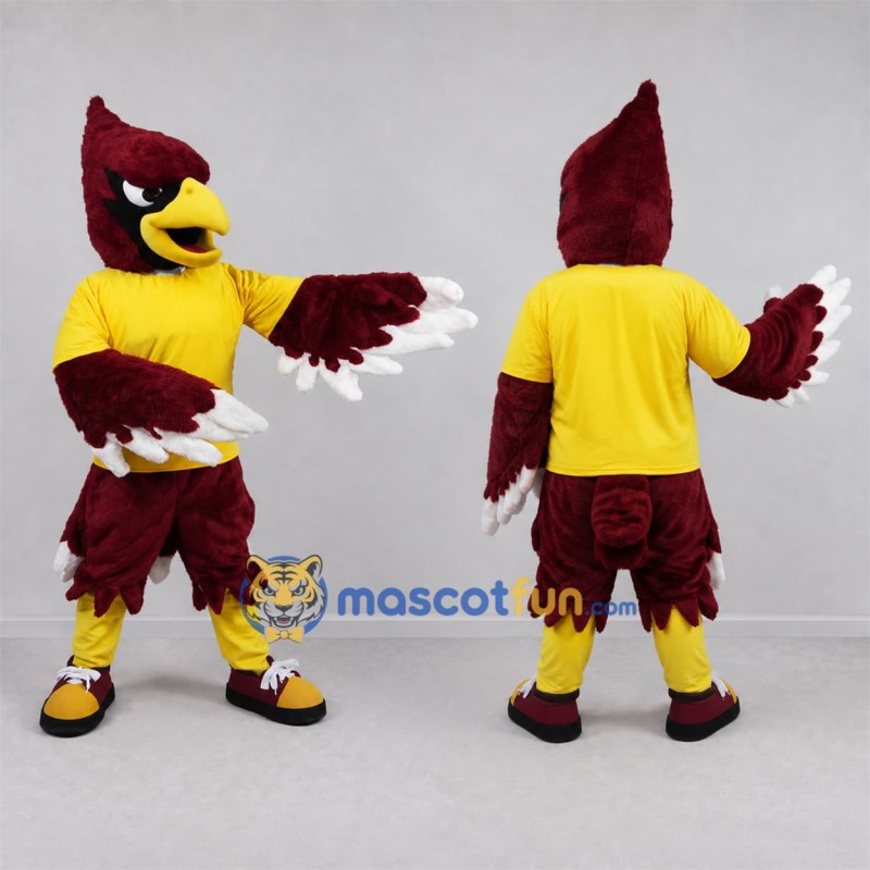 Custom Burgundy Cardinal Bird Mascot Costume Adult Full Body Suit for Sports Events