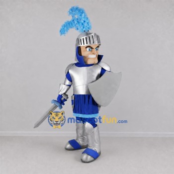 Custom Blue and Silver Knight Mascot Costume Adult Full Body Suit for Medieval Events
