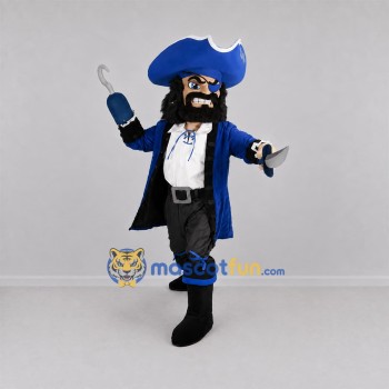 Custom Blue and Black Pirate Captain Mascot Costume Adult Full Body Suit for Pirate Parties Custom Blue and Black Pirate Captain Mascot Costume Adult Full Body Suit for Pirate Parties