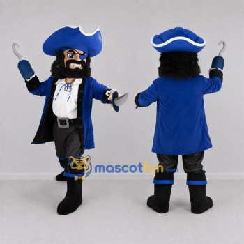 Custom Blue and Black Pirate Captain Mascot Costume Adult Full Body Suit for Pirate Parties
