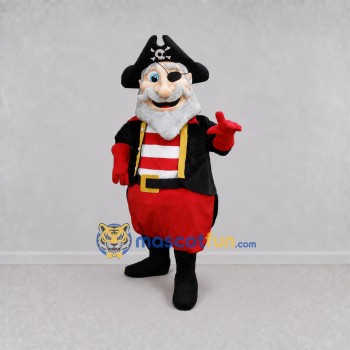 Custom Red and Black Pirate Mascot Costume Adult Full Body Suit for Pirate Parties