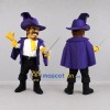 Custom Purple and Yellow Musketeer Mascot Costume Adult Full Body Suit for Themed Events