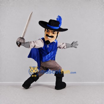 Custom Blue and Black Musketeer Mascot Costume Adult Full Body Suit for Themed Events Custom Blue and Black Musketeer Mascot Costume Adult Full Body Suit for Themed Events