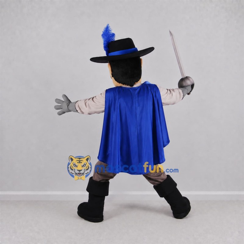 Custom Blue and Black Musketeer Mascot Costume Adult Full Body Suit for Themed Events Custom Blue and Black Musketeer Mascot Costume Adult Full Body Suit for Themed Events