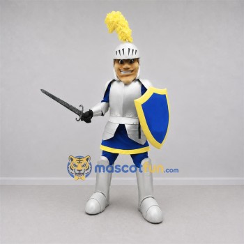 Custom Blue and Silver Knight Mascot Costume Adult Full Body Suit for Medieval Events