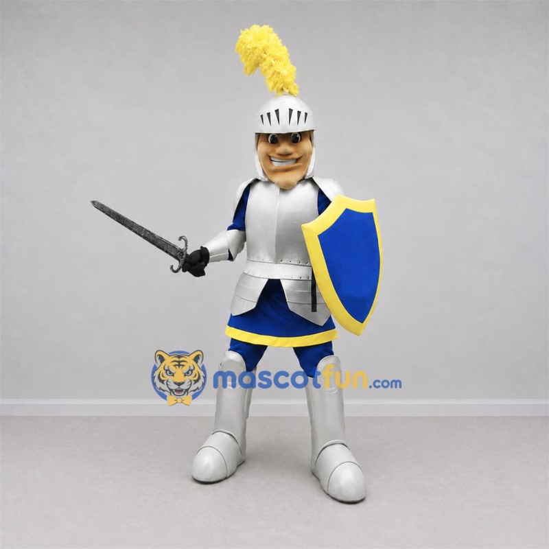 Custom Blue and Silver Knight Mascot Costume Adult Full Body Suit for Medieval Events Custom Blue and Silver Knight Mascot Costume Adult Full Body Suit for Medieval Events