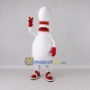 Custom White and Red Bowling Pin Mascot Costume Adult Full Body Suit for Bowling Events Custom White and Red Bowling Pin Mascot Costume Adult Full Body Suit for Bowling Events