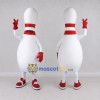 Custom White and Red Bowling Pin Mascot Costume Adult Full Body Suit for Bowling Events Custom White and Red Bowling Pin Mascot Costume Adult Full Body Suit for Bowling Events