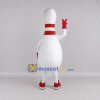 Custom White and Red Bowling Pin Mascot Costume Adult Full Body Suit for Bowling Events Custom White and Red Bowling Pin Mascot Costume Adult Full Body Suit for Bowling Events