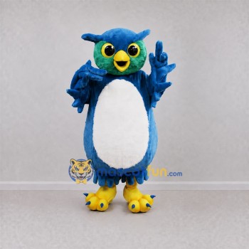 Custom Blue and White Owl Mascot Costume Adult Full Body Suit for School Events