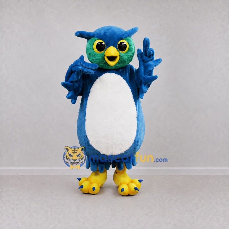 Custom Blue and White Owl Mascot Costume Adult Full Body Suit for School Events Custom Blue and White Owl Mascot Costume Adult Full Body Suit for School Events