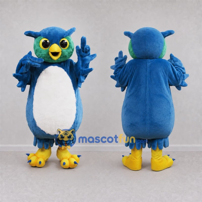 Custom Blue and White Owl Mascot Costume Adult Full Body Suit for School Events Custom Blue and White Owl Mascot Costume Adult Full Body Suit for School Events