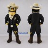 Custom Black and Tan Cowboy Sheriff Mascot Costume Adult Full Body Suit for Western Events Custom Black and Tan Cowboy Sheriff Mascot Costume Adult Full Body Suit for Western Events