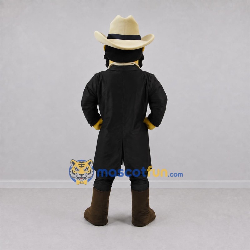 Custom Black and Tan Cowboy Sheriff Mascot Costume Adult Full Body Suit for Western Events Custom Black and Tan Cowboy Sheriff Mascot Costume Adult Full Body Suit for Western Events
