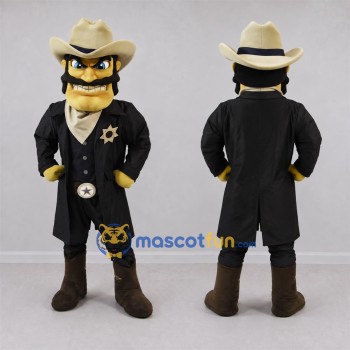 Custom Black and Tan Cowboy Sheriff Mascot Costume Adult Full Body Suit for Western Events