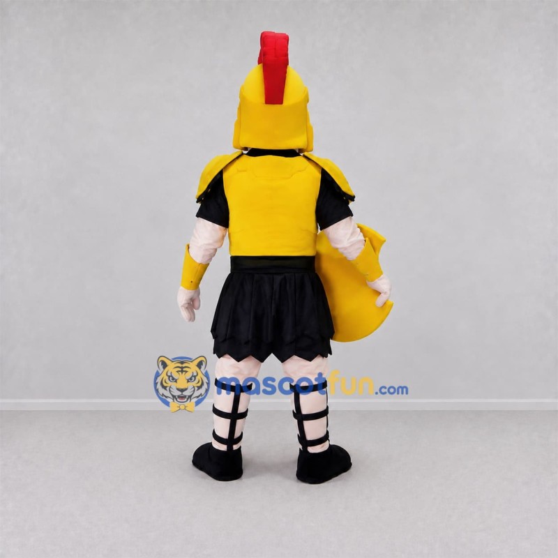 Custom Yellow and Black Spartan Warrior Mascot Costume Adult Full Body Suit for Sports Events Custom Yellow and Black Spartan Warrior Mascot Costume Adult Full Body Suit for Sports Events