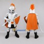 Custom Silver and Orange Knight Mascot Costume Adult Full Body Suit for Medieval Events