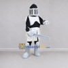 Custom White and Black Knight Mascot Costume Adult Full Body Suit for Medieval Events Custom White and Black Knight Mascot Costume Adult Full Body Suit for Medieval Events