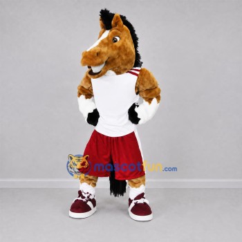 Custom Brown and White Horse Mascot Costume Adult Full Body Suit for Sports Events
