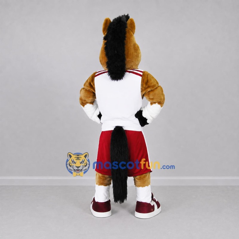 Custom Brown and White Horse Mascot Costume Adult Full Body Suit for Sports Events Custom Brown and White Horse Mascot Costume Adult Full Body Suit for Sports Events