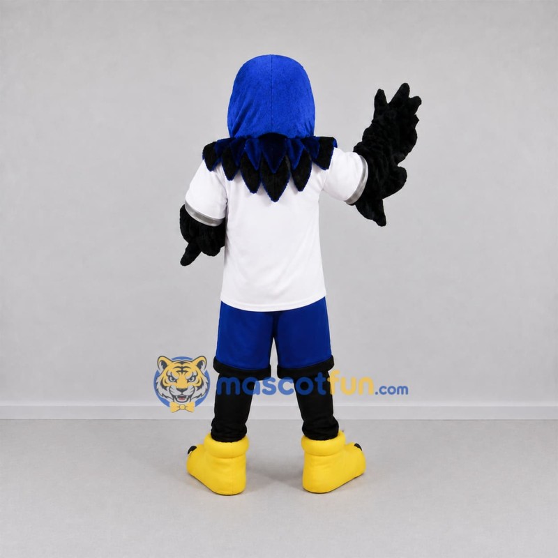 Custom Blue and Black Bird Mascot Costume Adult Full Body Suit for Sports Events