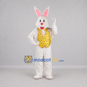Custom White and Yellow Easter Bunny Mascot Costume Adult Full Body Suit for Easter Events Custom White and Yellow Easter Bunny Mascot Costume Adult Full Body Suit for Easter Events