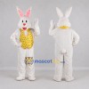 Custom White and Yellow Easter Bunny Mascot Costume Adult Full Body Suit for Easter Events Custom White and Yellow Easter Bunny Mascot Costume Adult Full Body Suit for Easter Events