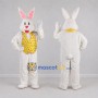 Custom White and Yellow Easter Bunny Mascot Costume Adult Full Body Suit for Easter Events