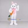 Custom White and Pink Rabbit Mascot Costume Adult Full Body Suit for Easter Events Custom White and Pink Rabbit Mascot Costume Adult Full Body Suit for Easter Events