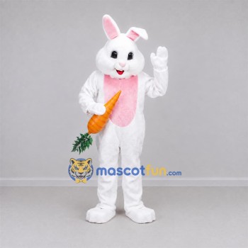 Custom White and Pink Rabbit Mascot Costume Adult Full Body Suit for Easter Events Custom White and Pink Rabbit Mascot Costume Adult Full Body Suit for Easter Events