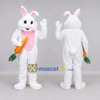 Custom White and Pink Rabbit Mascot Costume Adult Full Body Suit for Easter Events