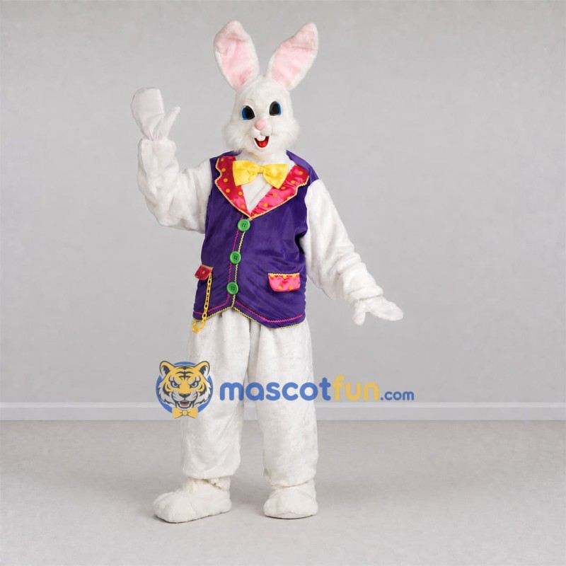 Custom White Easter Bunny Mascot Costume Adult Full Body Suit for Easter Egg Hunts Custom White Easter Bunny Mascot Costume Adult Full Body Suit for Easter Egg Hunts
