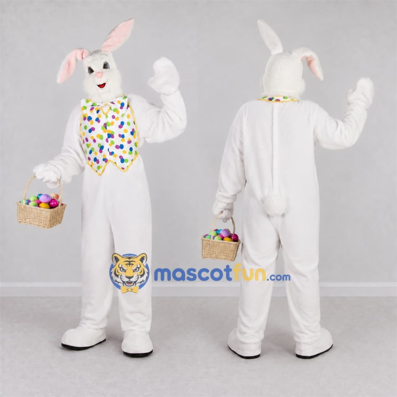 Custom White Easter Bunny Mascot Costume Adult Full Body Suit for Easter Egg Hunts Custom White Easter Bunny Mascot Costume Adult Full Body Suit for Easter Egg Hunts