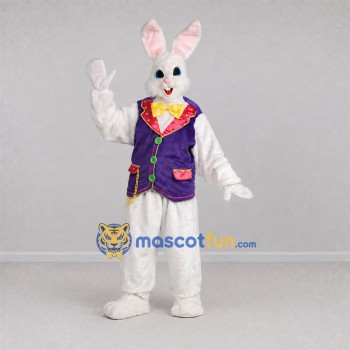 Custom White and Purple Easter Bunny Mascot Costume Adult Full Body Suit for Easter Events Custom White and Purple Easter Bunny Mascot Costume Adult Full Body Suit for Easter Events