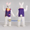 Custom White and Purple Easter Bunny Mascot Costume Adult Full Body Suit for Easter Events Custom White and Purple Easter Bunny Mascot Costume Adult Full Body Suit for Easter Events