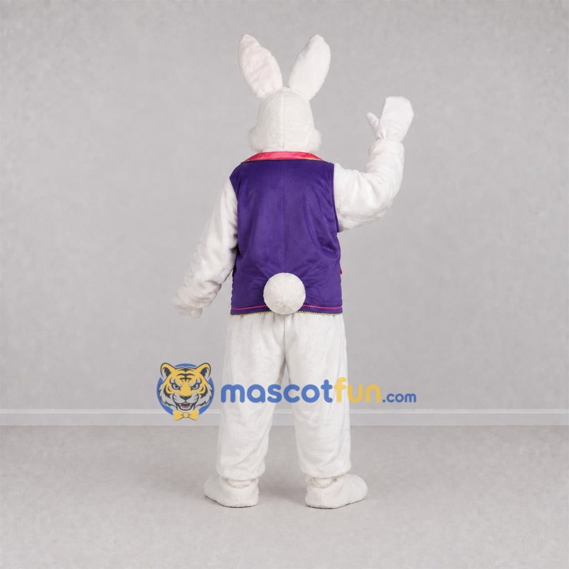 Custom White and Purple Easter Bunny Mascot Costume Adult Full Body Suit for Easter Events Custom White and Purple Easter Bunny Mascot Costume Adult Full Body Suit for Easter Events