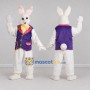 Custom White and Purple Easter Bunny Mascot Costume Adult Full Body Suit for Easter Events