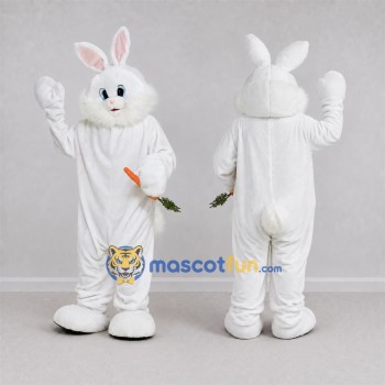 Custom White Rabbit Mascot Costume Adult Full Body Suit for Easter Events