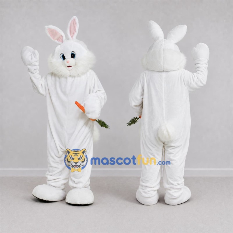 Custom White Rabbit Mascot Costume Adult Full Body Suit for Easter Events Custom White Rabbit Mascot Costume Adult Full Body Suit for Easter Events