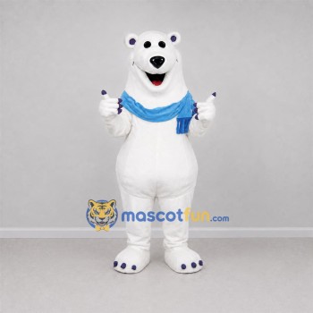 Custom White and Blue Polar Bear Mascot Costume Adult Full Body Suit for Winter Events Custom White and Blue Polar Bear Mascot Costume Adult Full Body Suit for Winter Events