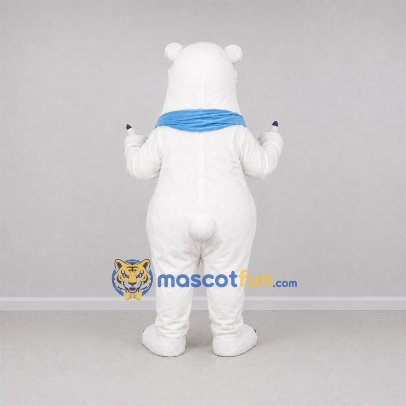 Custom White and Blue Polar Bear Mascot Costume Adult Full Body Suit for Winter Events Custom White and Blue Polar Bear Mascot Costume Adult Full Body Suit for Winter Events