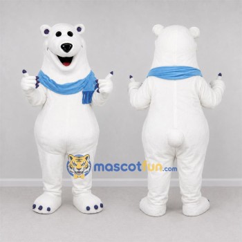 Custom White and Blue Polar Bear Mascot Costume Adult Full Body Suit for Winter Events