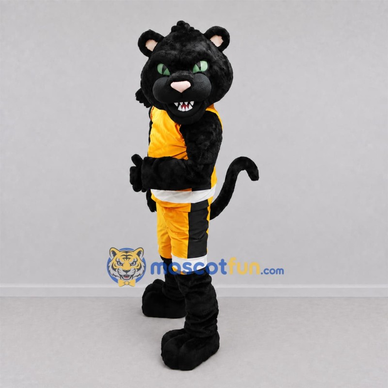 Custom Black and Yellow Panther Mascot Costume Adult Full Body Suit for Sports Events
