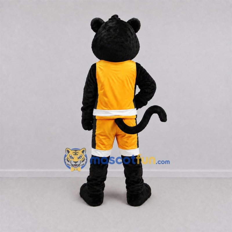 Custom Black and Yellow Panther Mascot Costume Adult Full Body Suit for Sports Events