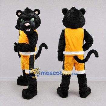 Custom Black and Yellow Panther Mascot Costume Adult Full Body Suit for Sports Events