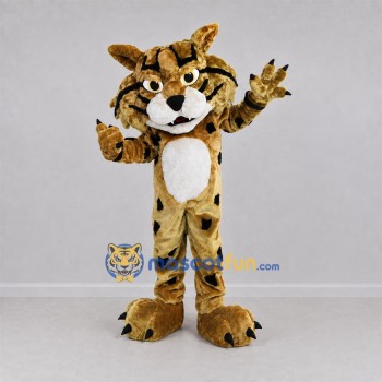 Custom Tan and Black Wildcat Mascot Costume Adult Full Body Suit for Sports Events Custom Tan and Black Wildcat Mascot Costume Adult Full Body Suit for Sports Events