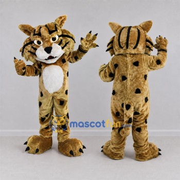 Custom Tan and Black Wildcat Mascot Costume Adult Full Body Suit for Sports Events