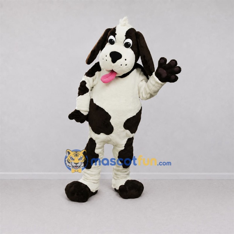 Custom White and Brown Dog Mascot Costume Adult Full Body Suit for Pet Events Custom White and Brown Dog Mascot Costume Adult Full Body Suit for Pet Events