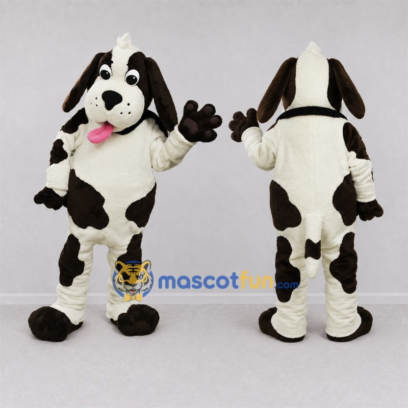 Custom White and Brown Dog Mascot Costume Adult Full Body Suit for Pet Events Custom White and Brown Dog Mascot Costume Adult Full Body Suit for Pet Events